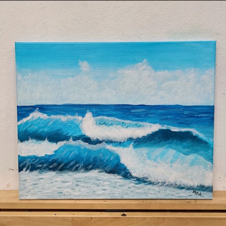 Marina, óleo sobre lienzo. Niños